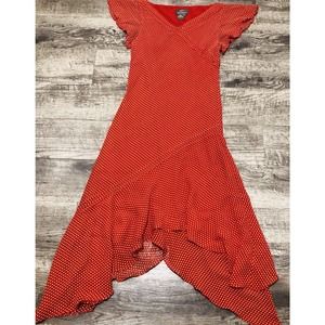 Adrianna Papell Silk Red Dress Sz 6 Chest 34” Polk A Dot Dress Barn Formal E19